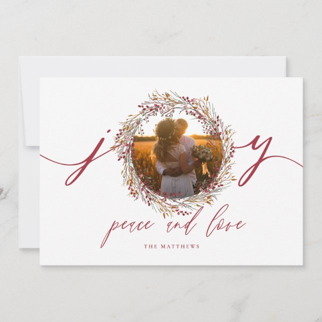 Festiva Tarjeta fotográfica Berries y Joy Holiday (Anverso)