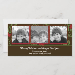 Festiva Tarjeta fotográfica Berry Merry Christmas Holiday