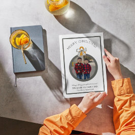 Festiva Tarjeta fotográfica Black Bow Coquette Christmas