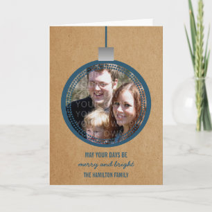 Festiva Tarjeta fotográfica Blue Mod Ornament Holiday
