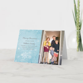 Festiva Tarjeta fotográfica Blue Snowflake Swirls Holiday