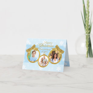 Festiva Tarjeta fotográfica Blue White Gold Ornaments Chri