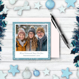 Festiva Tarjeta fotográfica Blue & White Snowflake Square