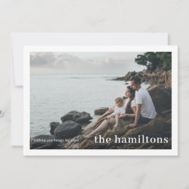 Festiva Tarjeta fotográfica bordeada Navidades de nombre f