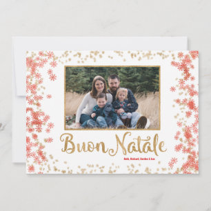 Festiva Tarjeta fotográfica Buon Natale con chispa de oro