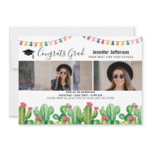 Tarjeta fotográfica Cactus de Graduación Fiesta