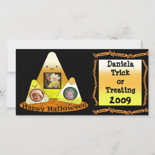 Festiva Tarjeta fotográfica Candy Corn Halloween Personali