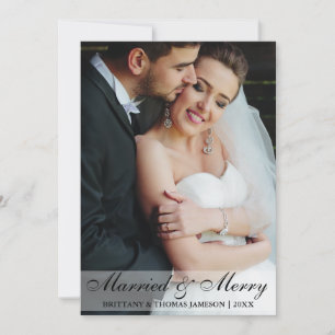 Festiva Tarjeta fotográfica casada y merry recién casada