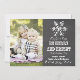 Festiva Tarjeta fotográfica Chalkboard Snowflake Holiday