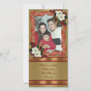 Festiva Tarjeta fotográfica clásica roja y dorada