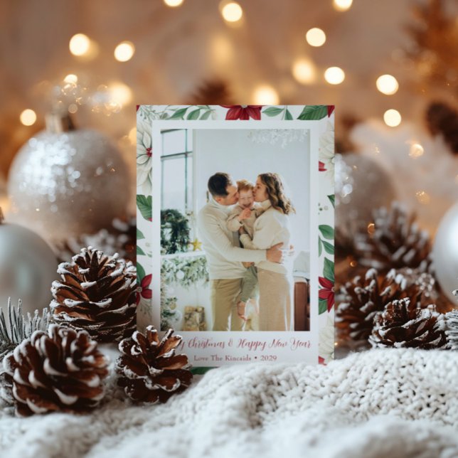 Festiva Tarjeta fotográfica clásica roja y verde de Points (Subido por el creador)