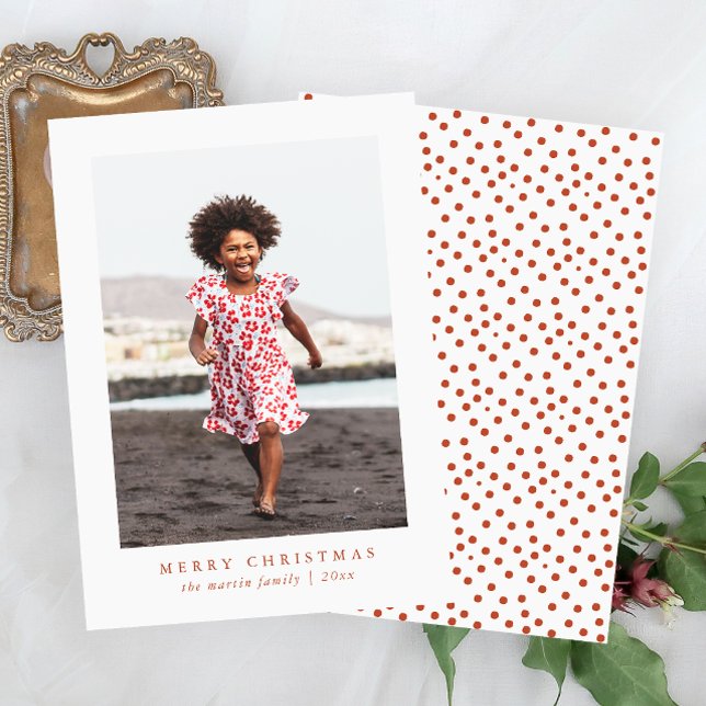 Festiva Tarjeta fotográfica Classic Merry Christmas Dot Pr (Subido por el creador)