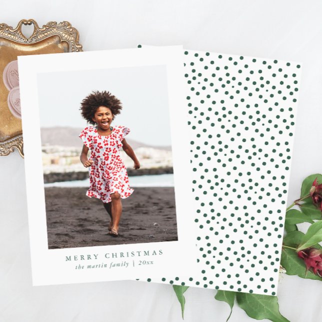 Festiva Tarjeta fotográfica Classic Merry Christmas Dots H (Subido por el creador)