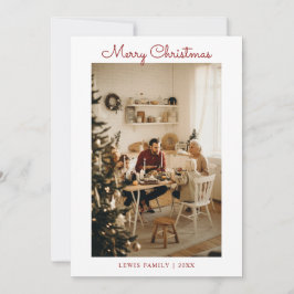 Festiva Tarjeta fotográfica Classic Red Merry Christmas Fa