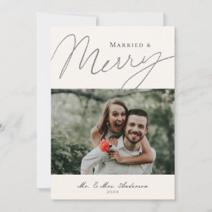 Festiva Tarjeta fotográfica con guión de matrimonio