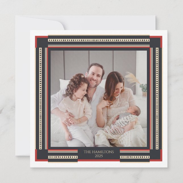 Festiva Tarjeta fotográfica con marco moderno (Anverso)