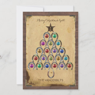 Festiva Tarjeta fotográfica Country Horseshoe Christmas