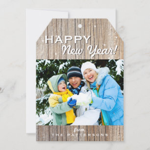 Festiva Tarjeta fotográfica Country Rustic Wood Happy New 