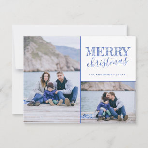 Festiva Tarjeta fotográfica Cute Blue Merry Christmas