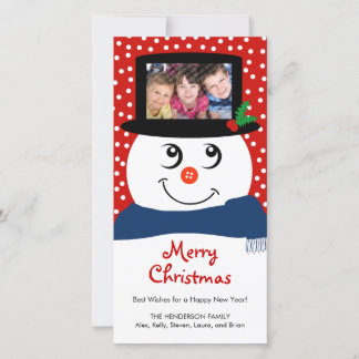 Festiva Tarjeta fotográfica Cute Navidades Snowman