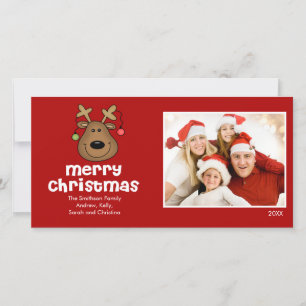 Festiva Tarjeta fotográfica CUTE Reindeer Merry Christmas