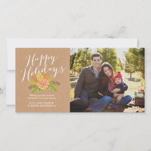 Festiva Tarjeta fotográfica de acuarela Navidades Felices