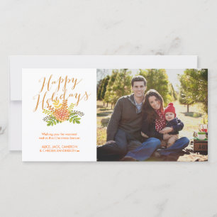 Festiva Tarjeta fotográfica de acuarela Navidades Felices 