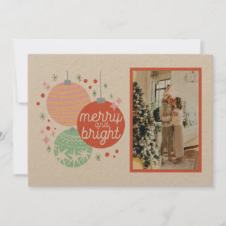 Festiva Tarjeta fotográfica de adornos navideños fríos y b