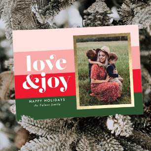 Festiva Tarjeta fotográfica de amor y alegría a rayas de v