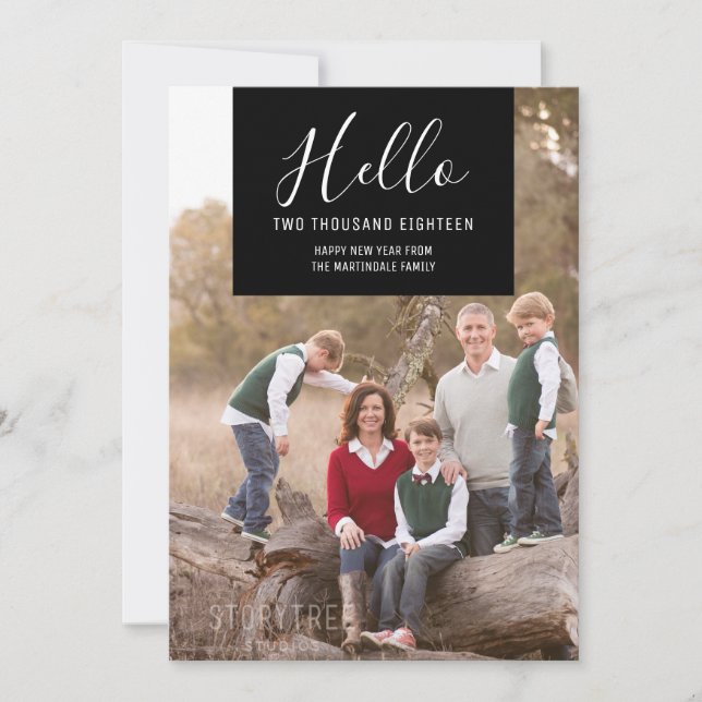 Festiva Tarjeta fotográfica de Año Nuevo al cuadrado elega (Anverso)