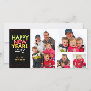 Festiva Tarjeta fotográfica de Año Nuevo Cuatro Fotos