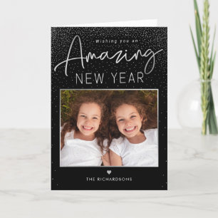 Festiva Tarjeta fotográfica de Año Nuevo Feliz de Año Nuev