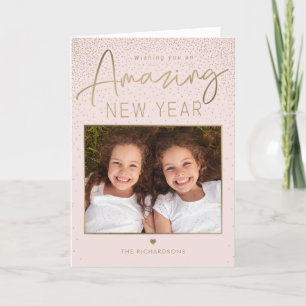 Festiva Tarjeta fotográfica de Año Nuevo Feliz de Año Nuev