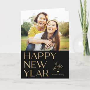 Festiva Tarjeta fotográfica de Año Nuevo Feliz de Tipo Bri