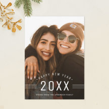 Tarjeta fotográfica de Año Nuevo Feliz minimalista