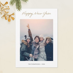 Festiva Tarjeta fotográfica de Año Nuevo Feliz minimalista