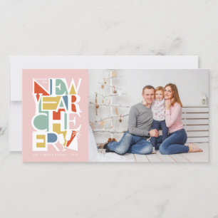 Festiva Tarjeta fotográfica de Año Nuevo Feliz para la tip