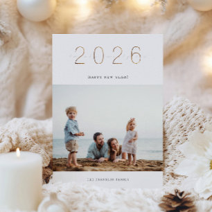 Festiva Tarjeta fotográfica de Año Nuevo Golden 2026