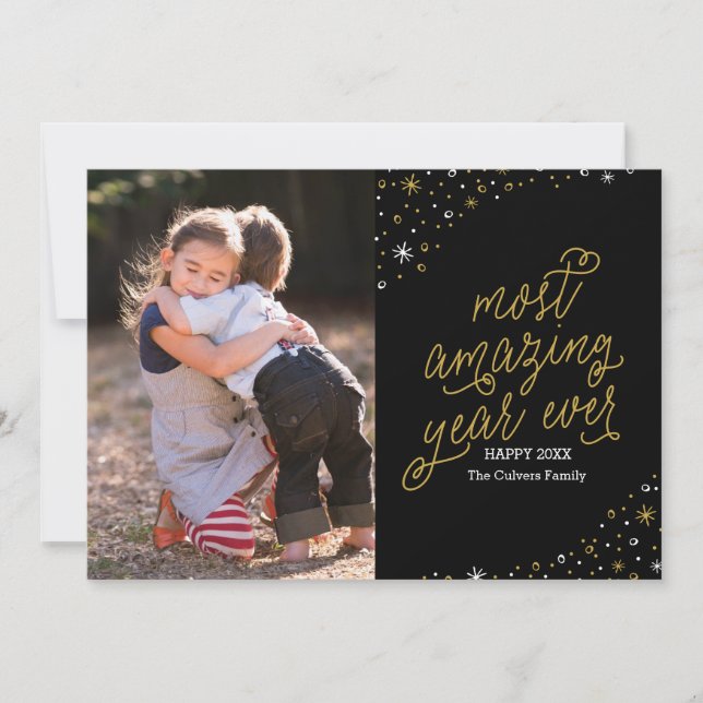 Festiva Tarjeta fotográfica de Año Nuevo más asombroso (Anverso)