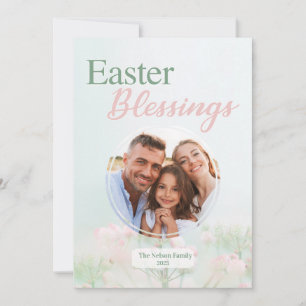 Festiva Tarjeta fotográfica de bendición de Pascua moderna