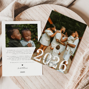 Festiva Tarjeta fotográfica de bienvenida 2026 para tipogr