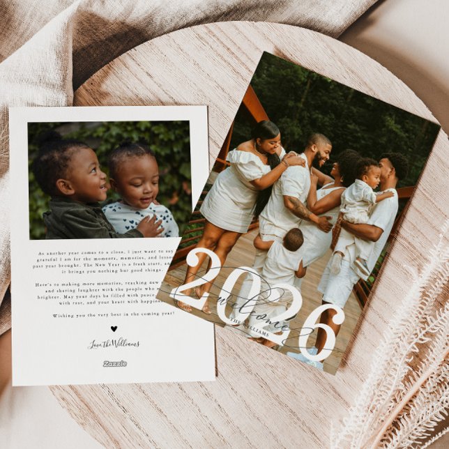 Festiva Tarjeta fotográfica de bienvenida 2026 para tipogr (Subido por el creador)