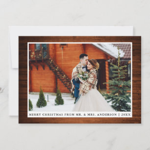 Festiva Tarjeta fotográfica de Boda de Madera Rústica de F