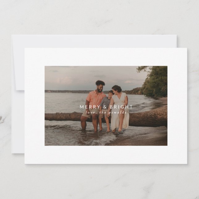 Festiva Tarjeta fotográfica de borde grande mora y brillan (Anverso)