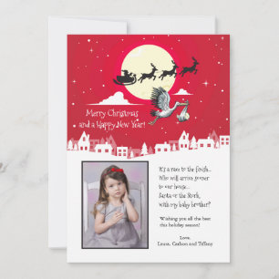 Festiva Tarjeta fotográfica de embarazo para navidades