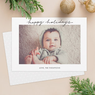 Festiva Tarjeta fotográfica de escritura navideña minimali