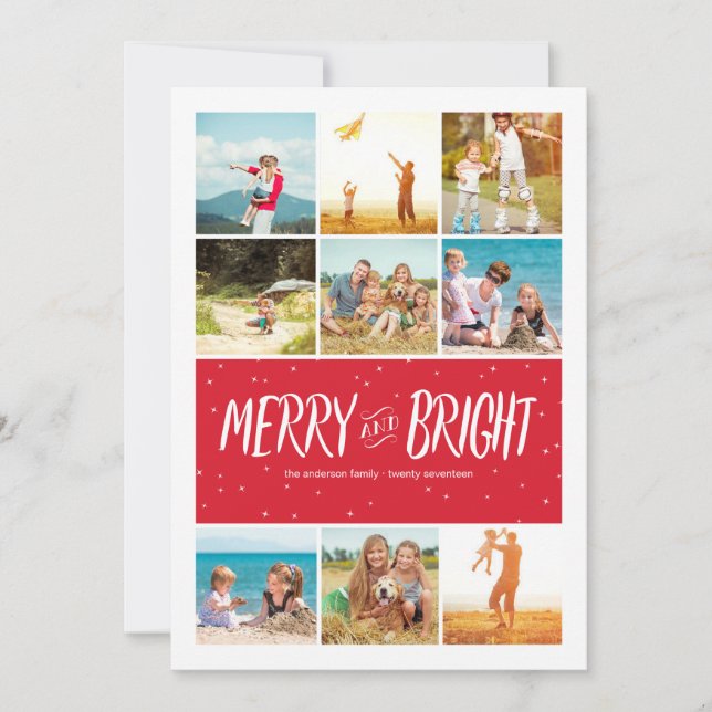 Festiva Tarjeta fotográfica de feriado de Collage de fotos (Anverso)