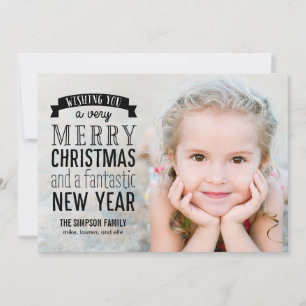 Festiva Tarjeta fotográfica de feriado de mensaje de Feliz