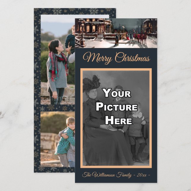 Festiva Tarjeta fotográfica de Fiesta de Navidades de Vict (Anverso / Reverso)