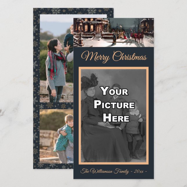 Festiva Tarjeta fotográfica de Fiesta de Navidades de Vict (Anverso / Reverso)